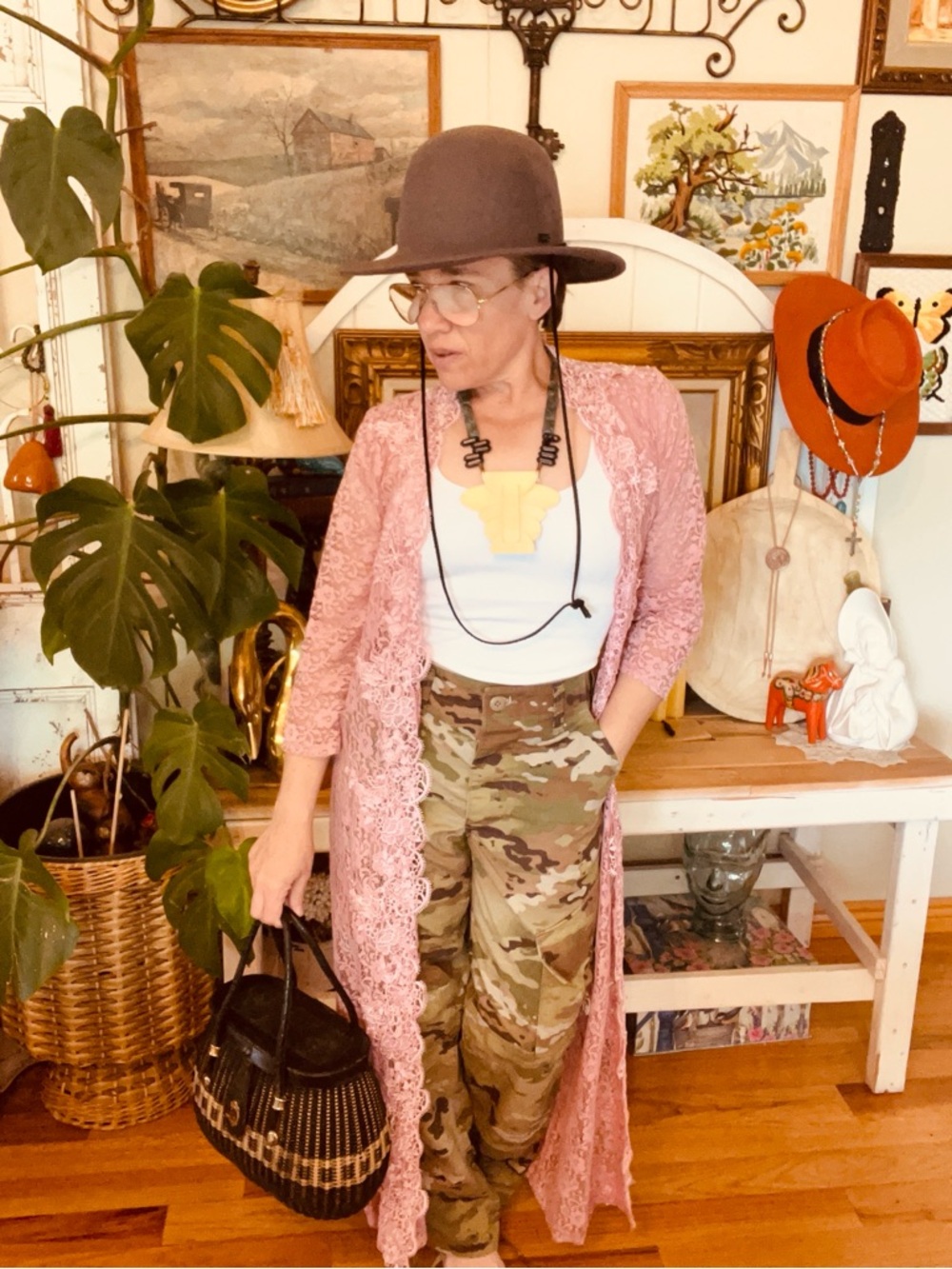 Vintage Pink Lace Maci Duster With Floral Lace Appliqué Cottagecore Festival